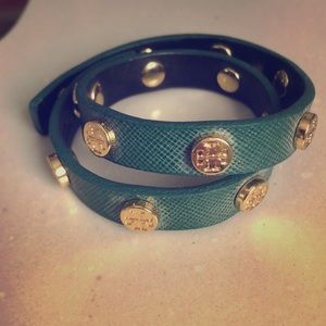 Tory Burch leather double wrap bracelet